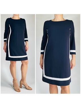 Max Mara Dress Navy & White Shift Dress 40